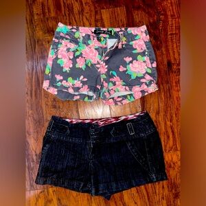 Selling 2 shorts size 7 one flower print and one black